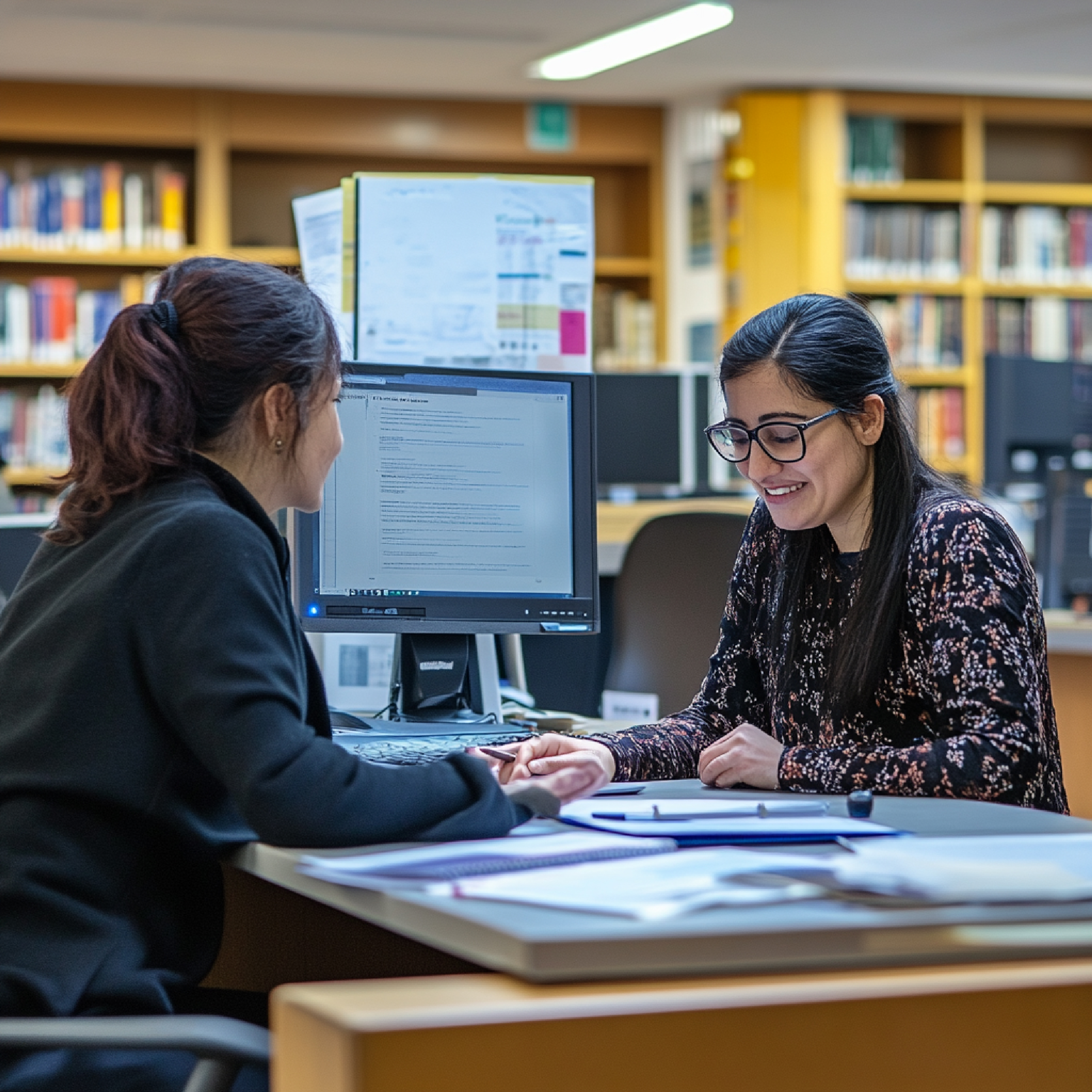 Students meeting consultant